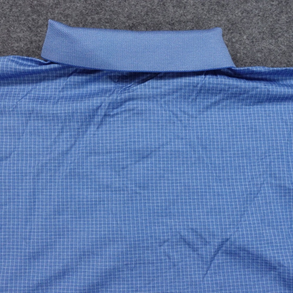 Bugatchi Men's XL Polo Shirt Short Sleeve Grid 100% Mercerized Cotton Blue - Picture 7 of 9